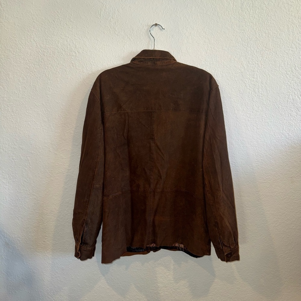 Patrick James 100% Genuine Leather Men’s Brown Button Down Jacket Shacket Size L - Picture 9 of 11